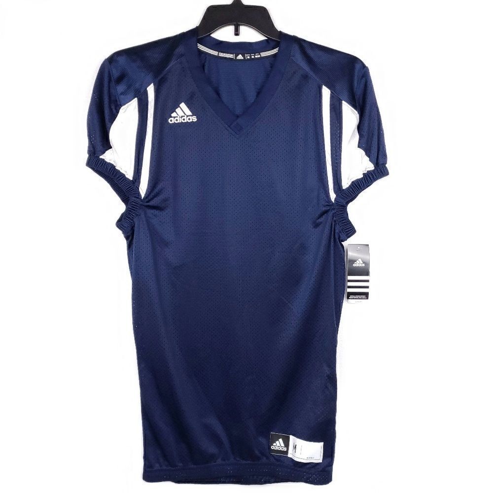 Adidas blue and white mesh long football jersey M